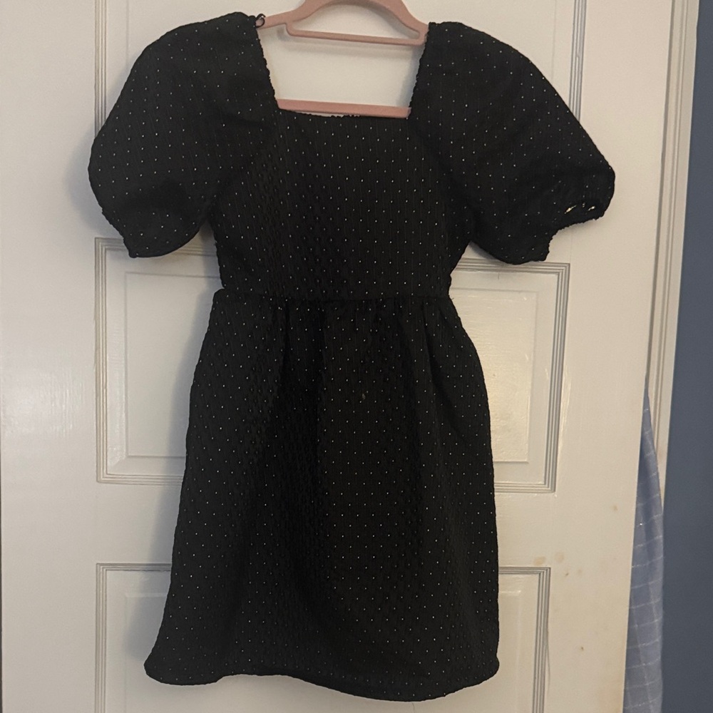 Copper Key Black Dress with Gold Accents